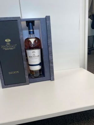 Uncentered photo of whisky bottle